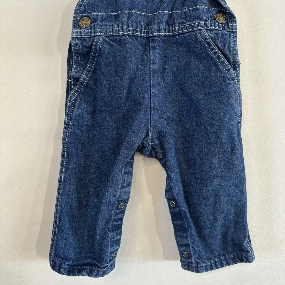 VTG Baby Boys Osh Kosh B'Gosh Bib Overalls Dark‎ Wash Denim Blue 18 Mos 90's